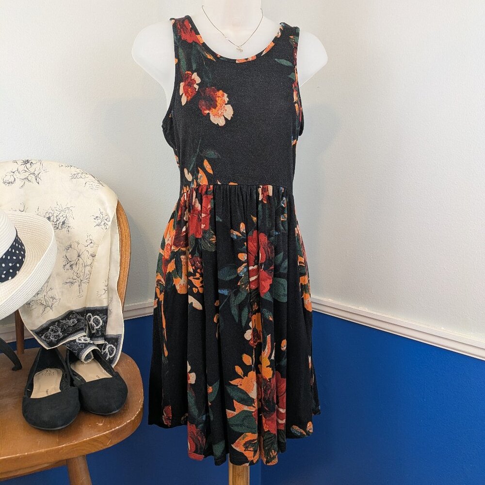 Floral Knit Fit and Flare Summer Dress with Pockets